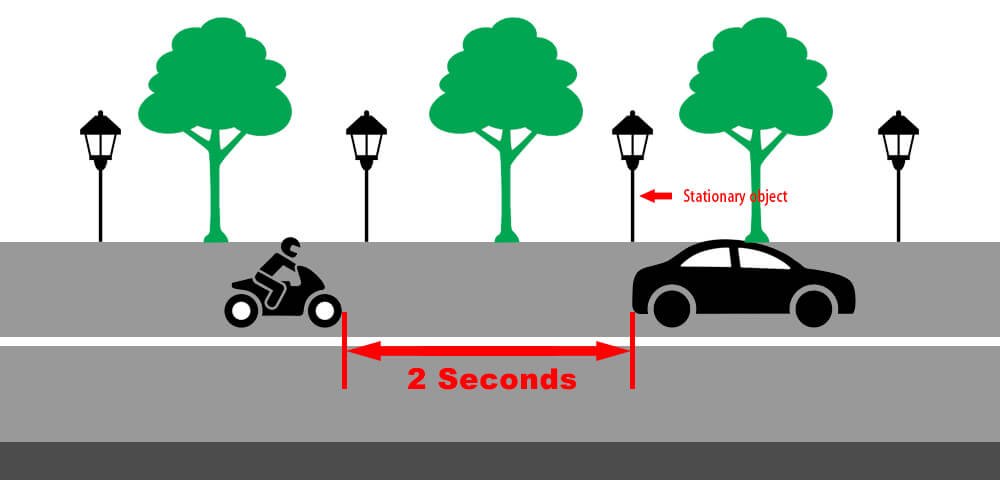 motorcycle following distance 2-second rule