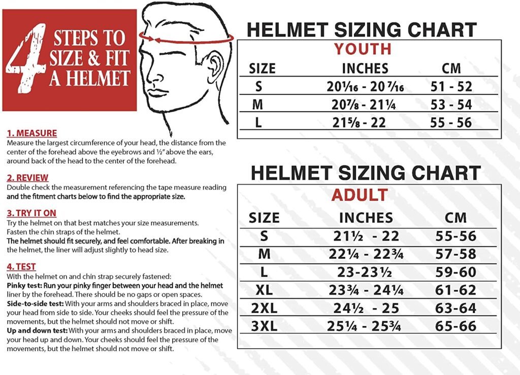Youth Atv Helmet Size Chart