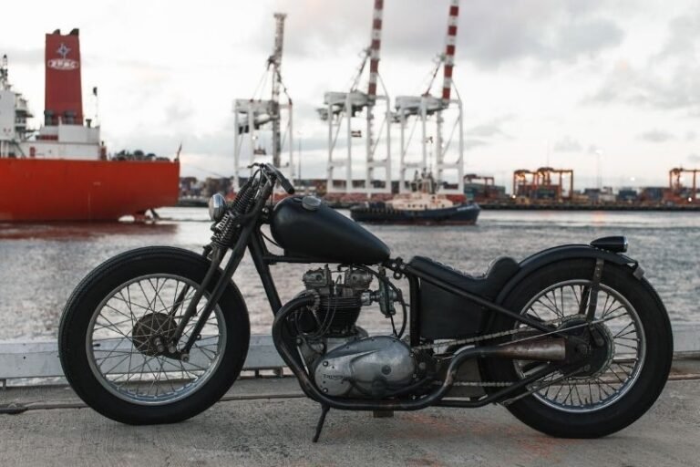 Bobber Motorcycle Near The Pier 768x512 