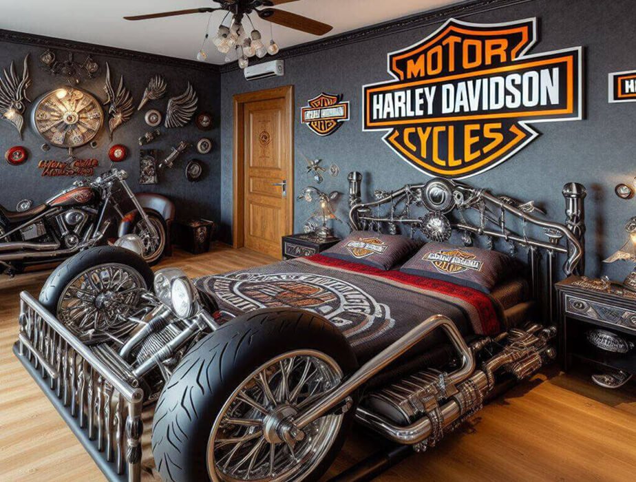 motorcycle-themed home décor