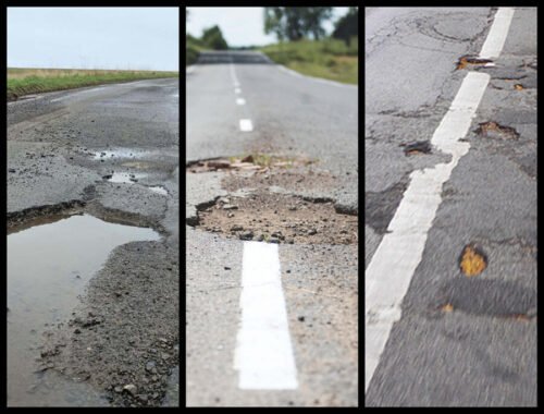 potholes can damage wheels or throw you off balance