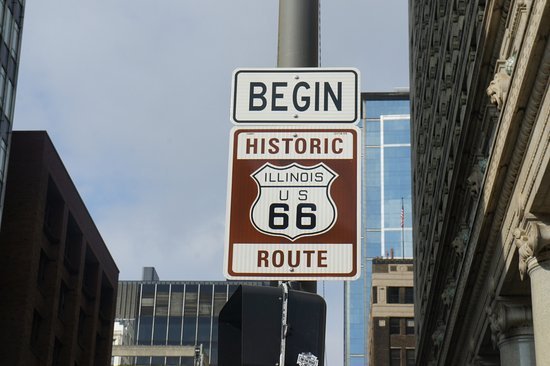 route 66 begin sign - start the route 66 motorcycle tour