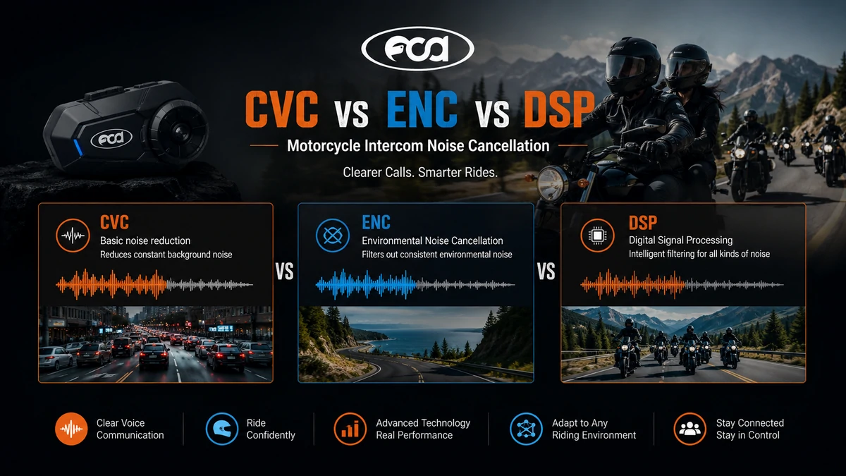 CVC vs ENC vs DSP Motorcycle Intercom Noise Cancellation