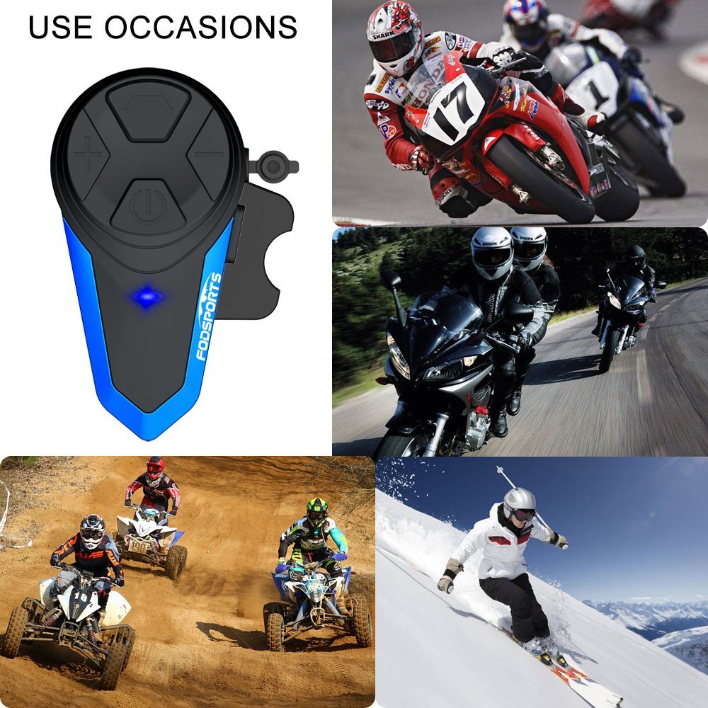 BETOWEY Auriculares Bluetooth para motocicleta, BT-S3 V5.0, sistema de  comunicación de casco de 3,280.8 ft, intercomunicador de jinete a jinete  con