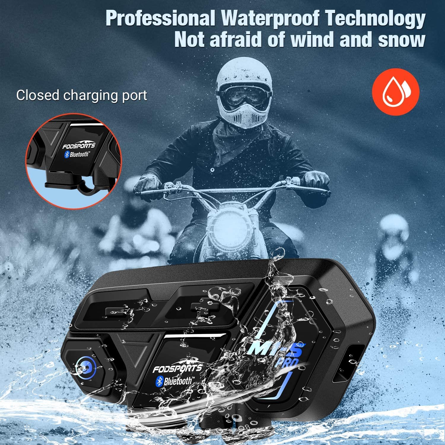 Fodsports 2 pcs M1-S Plus casque moto interphone bluetooth 8