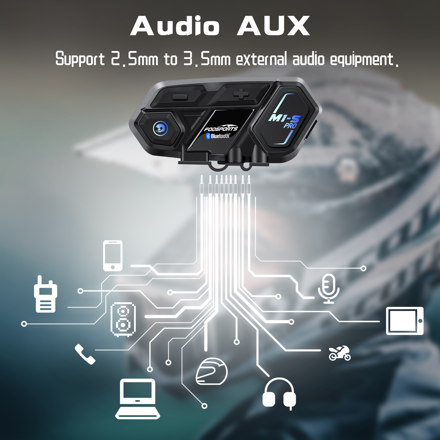 Fodsports M1S Pro--Bluetooth5.0 Casco Auriculares Intercomunicador de  motocicleta para 8 conductores 2000m Interfono