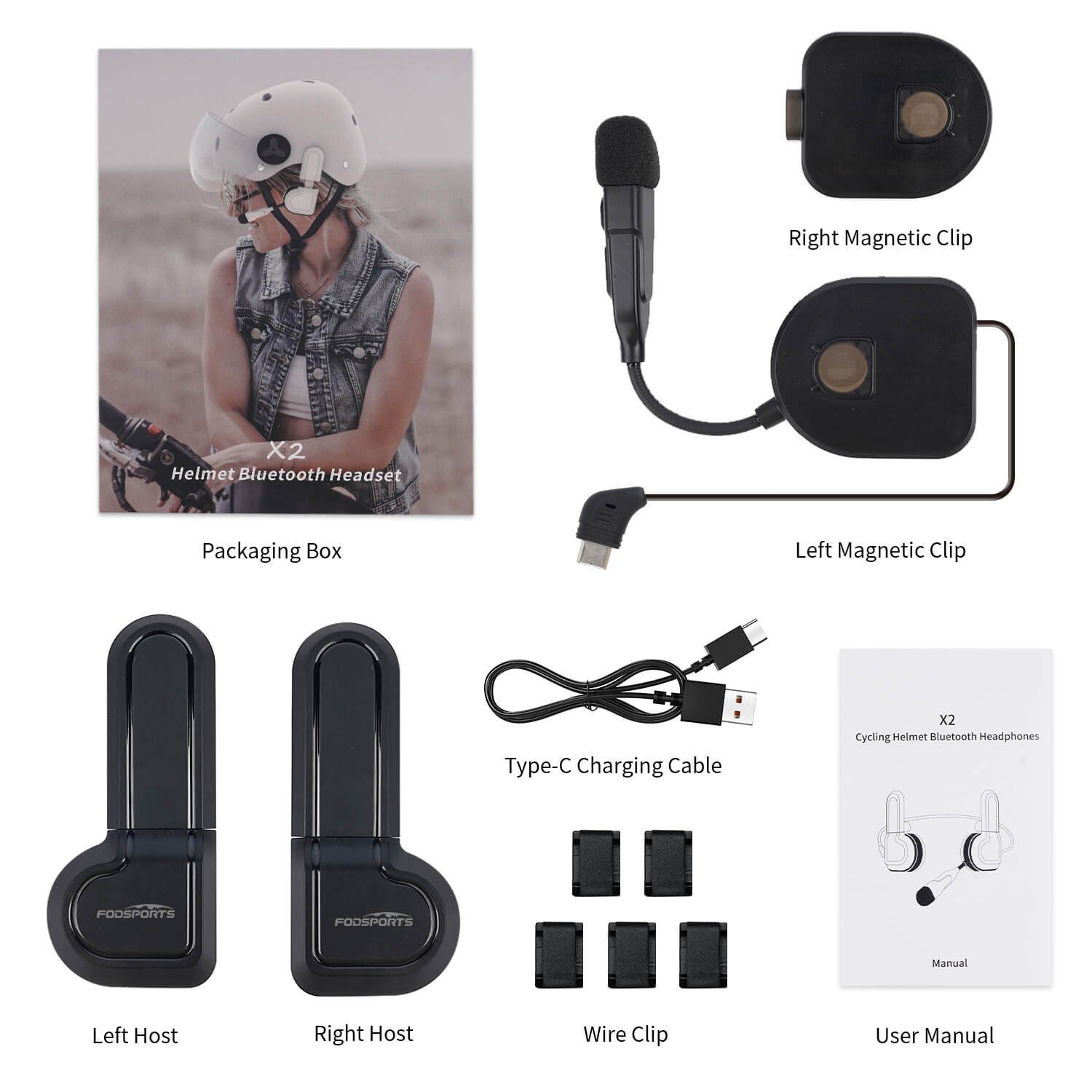 Fodsports X2 bicycle intercom packing list