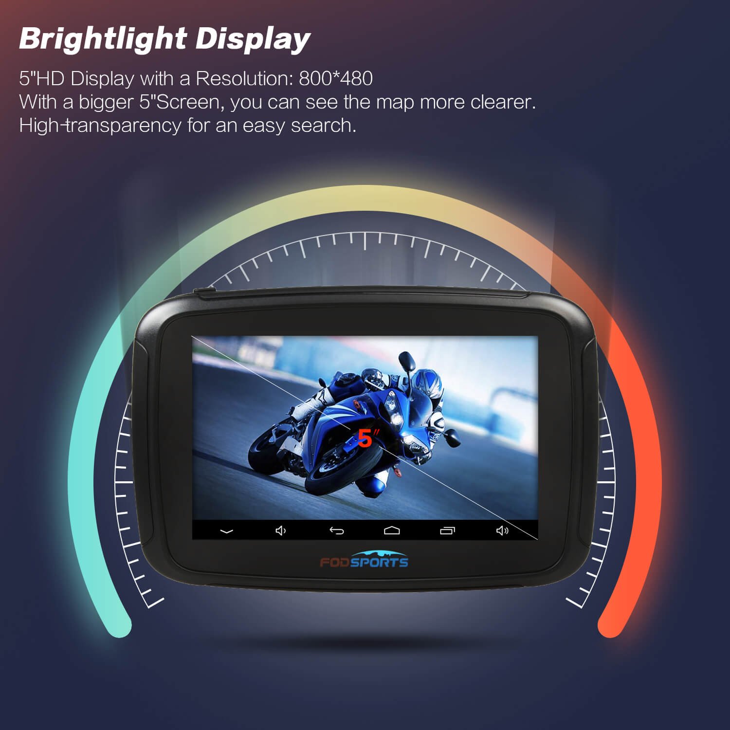 motorcycle gps navigation with 5 inch hd display for fodsports m5s pro
